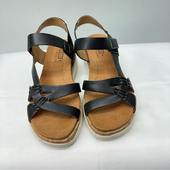 Pikolinos Palma W4N-0968 black calfskin leather strappy sandals women 42 11 cork - Picture 3 of 8